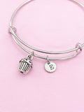 Silver Cupcake Baker Charm Bracelet Berkery Shop Gifts Ideas Personalized Customized Made to Order Jewelry, CN219