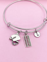 Silver Abacus Graduation Cap Charm Bracelet Bookkeeping Gifts Ideas Personalized Customized Made to Order Jewelry, BN1500