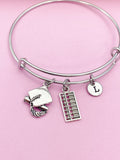Abacus Graduation Charm Bracelet, Initial Bangle, Accounting Gift