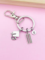 Silver Abacus Graduation Cap Charm Keychain Bookkeeping Gifts Ideas Personalized Customized Made to Order Jewelry, CN1500