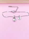 Silver Peach Charm Bracelet Wedding Bridesmaid Daughter Gifts Ideas Personalized Customized Made to Order, AN123