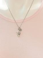Silver I Love You Hand ASL Sign Language Charm Necklace Valentine Gifts Ideas Personalized Customized Made to Order, BN2285