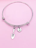 Shovel Charm Bangle Bracelet, Initial, Gardening Gift, N221