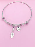 Shovel Charm Bangle Bracelet, Initial, Gardening Gift, N221