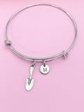 Shovel Charm Bangle Bracelet, Initial, Gardening Gift, N221