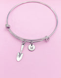 Shovel Charm Bangle Bracelet, Initial, Gardening Gift, N221