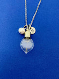 Silver ONE SEED Dandelion Pearl Heart Charm Necklace Wish Gift Ideas Personalized Customized Made to Order Jewelry, AN5475