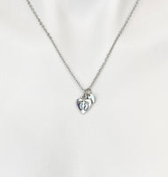 Silver Heart with Footprint Charm Necklace New Mom Gift Ideas Personalized Customized Monogram Made to Order Jewelry, N747