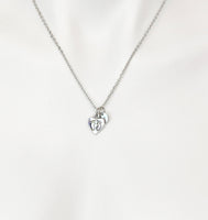 Silver Heart with Footprint Charm Necklace New Mom Gift Ideas Personalized Customized Monogram Made to Order Jewelry, N747