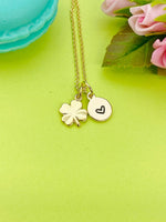 Gold Clover Charm Necklace Luck New Beginning Gift Ideas Personalized Customized Made to Order Jewelry, AN5477