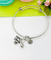 Silver Basketball Hoop Charm Bracelet Sport Team Gifts Ideas Personalized Customized Monogram Made to Order Jewelry, N5479