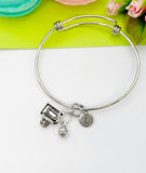 Silver Basketball Hoop Charm Bracelet Sport Team Gifts Ideas Personalized Customized Monogram Made to Order Jewelry, N5479