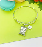 Silver Potato Chip Charm Bracelet Gifts Ideas Personalized Customized Monogram Made to Order Jewelry, AN1925