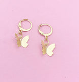 Gold Butterfly Charm Earrings Spring Teens Birthday Mother's Day Gifts Ideas Personalized Customized Made to Order, N2710