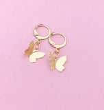 Gold Butterfly Charm Earrings Spring Teens Birthday Mother's Day Gifts Ideas Personalized Customized Made to Order, N2710