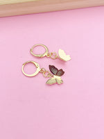 Gold Butterfly Charm Earrings Spring Teens Birthday Mother's Day Gifts Ideas Personalized Customized Made to Order, N2710