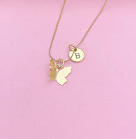 Gold Butterfly Charm Necklace Sister Birthday Mother's Day Gifts Ideas Personalized Customized Made to Order, N2710D