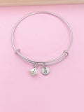 Dice Charm Bangle Bracelet, Personalized Initial, Bunco Gift