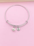 Dice Charm Bangle Bracelet, Personalized Initial, Bunco Gift
