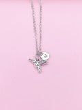 Silver Hummingbird Charm Necklace Bird Watcher Ornithologists Zoology Gifts Ideas Personalized Customized Made to Order, N5552
