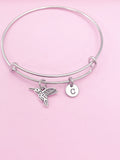 Silver Hummingbird Charm Bracelet Bird Watcher Ornithologists Zoology Gifts Ideas Personalized Customized Made to Order AN5552