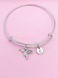Silver Hummingbird Charm Bracelet Bird Watcher Ornithologists Zoology Gifts Ideas Personalized Customized Made to Order AN5552