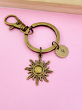 Bronze or Silver Sun Charm Keychain New Beginning Gift Ideas Personalized Customized Monogram Made to Order Jewelry, N1541
