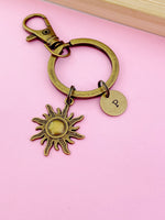 Bronze or Silver Sun Charm Keychain New Beginning Gift Ideas Personalized Customized Monogram Made to Order Jewelry, N1541