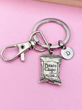 Potato Chips Bag Keychain, Personalized Initial Charm, Foodie Gift