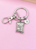 Silver Potato Chips Bag Charm Keychain Foodie Gift Idea Personalized Customized Monogram Made to Order Jewelry, AN1925