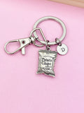 Potato Chips Bag Keychain, Personalized Initial Charm, Foodie Gift