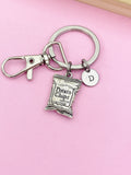 Potato Chips Bag Keychain, Personalized Initial Charm, Foodie Gift