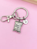 Potato Chips Bag Keychain, Personalized Initial Charm, Foodie Gift