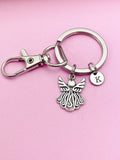 Guardian Angel Keychain, Personalized Initial Charm, Silver Jewelry