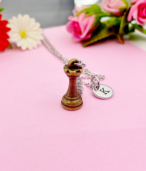 Rook Castle Chess Pieces Charm Necklace Chess Club Gifts Ideas Personalized Customized Made to Order, N1748