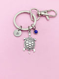Silver Turtle Charm Keychain Biologist Zoologist Zoology Gifts Ideas Personalized Customized Made to Order, N5554