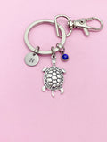 Silver Turtle Charm Keychain Biologist Zoologist Zoology Gifts Ideas Personalized Customized Made to Order, N5554