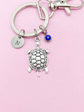 Silver Turtle Charm Keychain Biologist Zoologist Zoology Gifts Ideas Personalized Customized Made to Order, N5554
