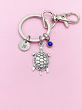 Silver Turtle Charm Keychain Biologist Zoologist Zoology Gifts Ideas Personalized Customized Made to Order, N5554