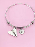 Silver Paper Airplane Charm Bracelet Adventure Outdoors Sister Teens Gifts Ideas Personalized Customized Made to Order, AN297