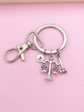 Silver Lawyer Keychain, Justice Scale Gavel Charm, Libra, Lawyer Gift, Attorney Gift, Law School Graduate Gift, Graduation Gift, AN1387