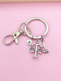 Silver Lawyer Keychain, Justice Scale Gavel Charm, Libra, Lawyer Gift, Attorney Gift, Law School Graduate Gift, Graduation Gift, AN1387