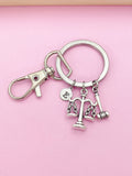Silver Lawyer Keychain, Justice Scale Gavel Charm, Libra, Lawyer Gift, Attorney Gift, Law School Graduate Gift, Graduation Gift, AN1387