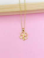 Gold Clover Charm Necklace, Shamrock St Patrick's Day Gifts Idea Personalized Customized Made to Order N2589