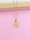 Gold Clover Charm Necklace, St Patricks Day Gift, N2589