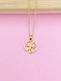 Gold Clover Charm Necklace, Shamrock St Patrick's Day Gifts Idea Personalized Customized Made to Order N2589