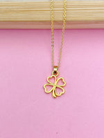 Gold Clover Charm Necklace, Shamrock St Patrick's Day Gifts Idea Personalized Customized Made to Order N2589