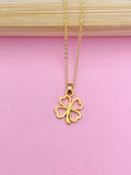 Gold Clover Charm Necklace, St Patricks Day Gift, N2589