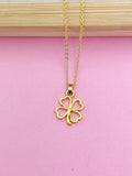 Gold Clover Charm Necklace, Shamrock St Patrick's Day Gifts Idea Personalized Customized Made to Order N2589