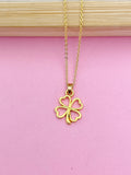 Gold Clover Charm Necklace, St Patricks Day Gift, N2589